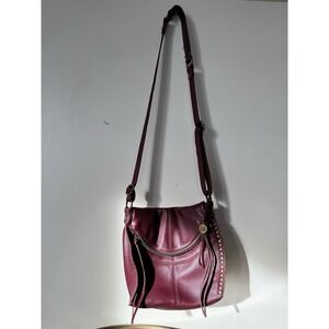 The Sak Leather Red Burgundy Maroon Purse Handbag Crossbody Silverlake Slouchy